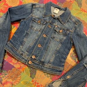 Fitted H&M Distressed Denim Jacket 4 EUC